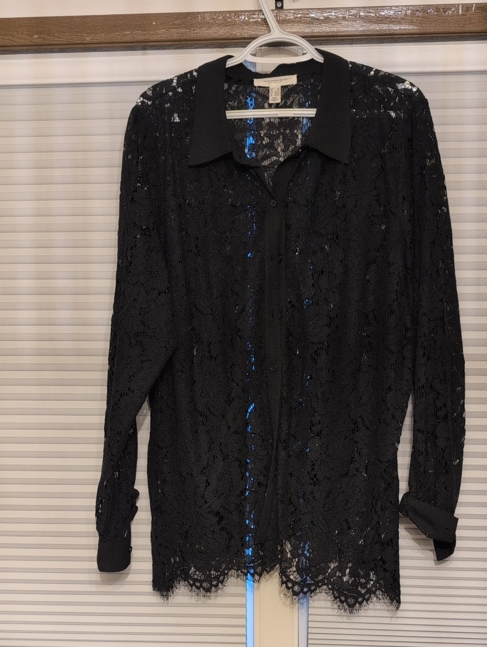 Addition Elle Black Lace Button-Front Top